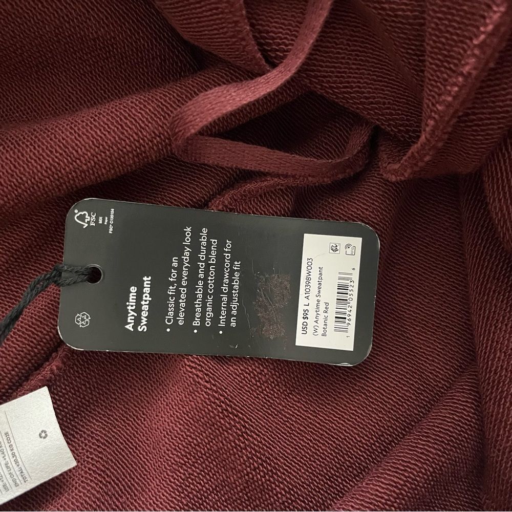 Allbirds Women's‎ Anytime Sweatpant Botanic Red Womens Large NWT - Picture 12 of 15